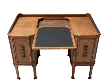 Art Deco Amsterdamse School Oak Pedestal Desk, 1920s